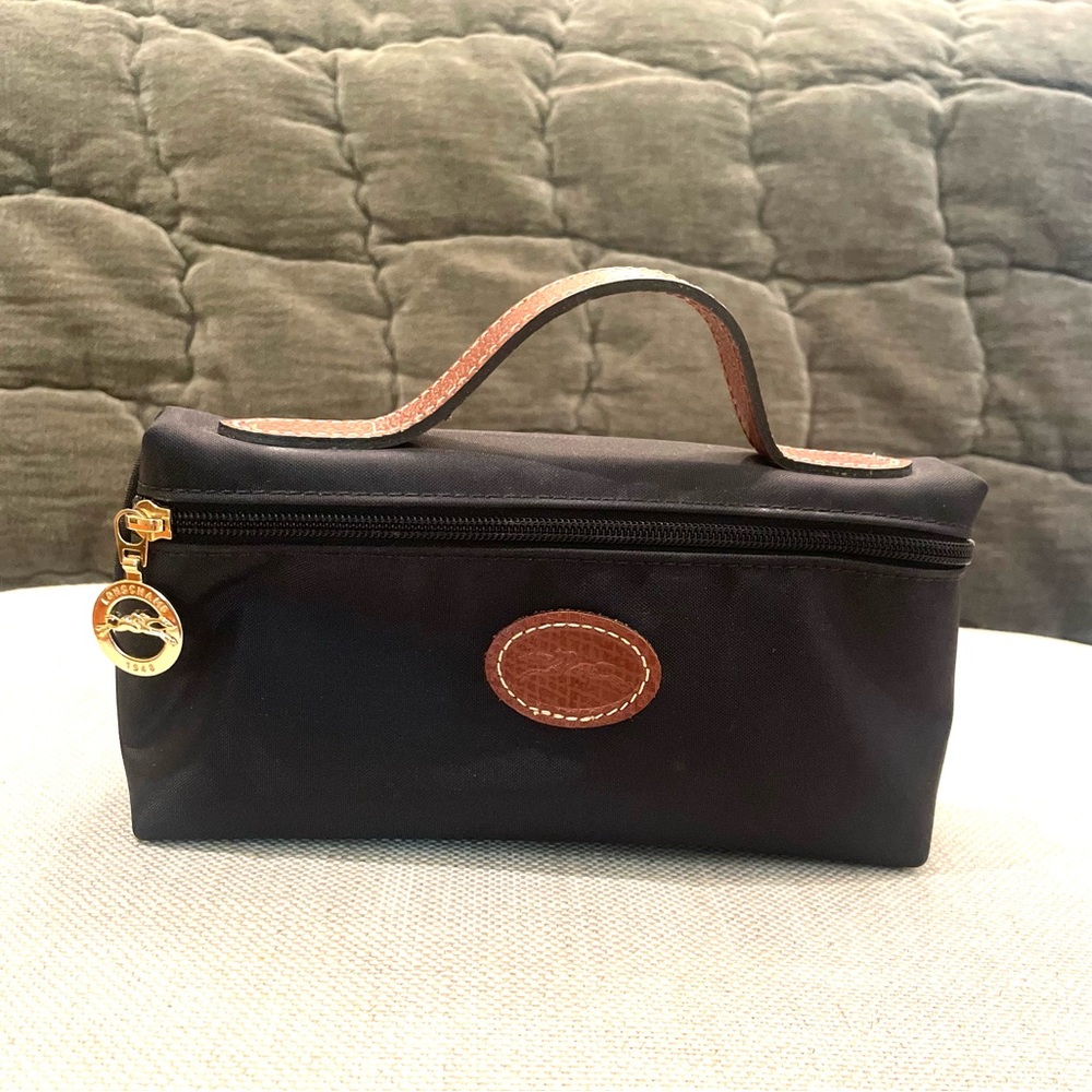 Longchamp mini nylon zipper purse BLACK